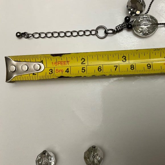 Multi Strand Necklace Earrings Set with Silver Tone and Faceted Beads - Picture 6 of 10